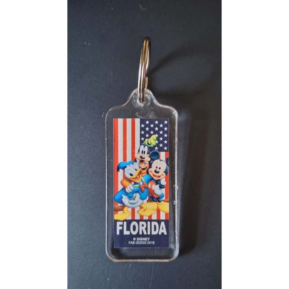 Walt Disney Lucite Keychain with Mickey Mouse, Pluto and Donald Duck